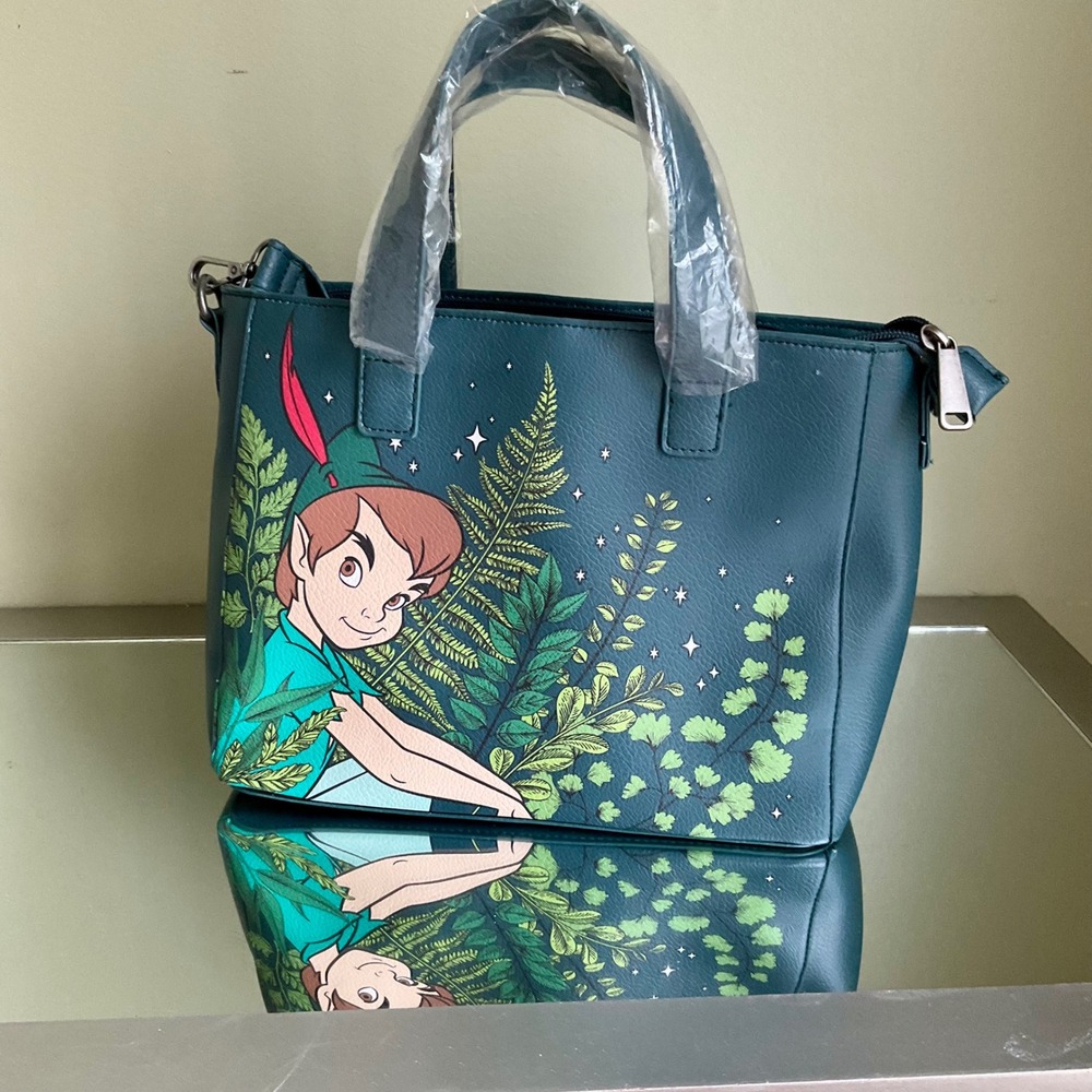 New Disney Loungefly Peter Pan Tinker Bell Teal Green Crossbody Tote Satchel Bag